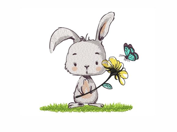 Easter Bunny with a Flower