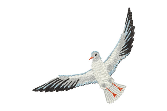 Sea Gull Bird in Flight Embroidery Design